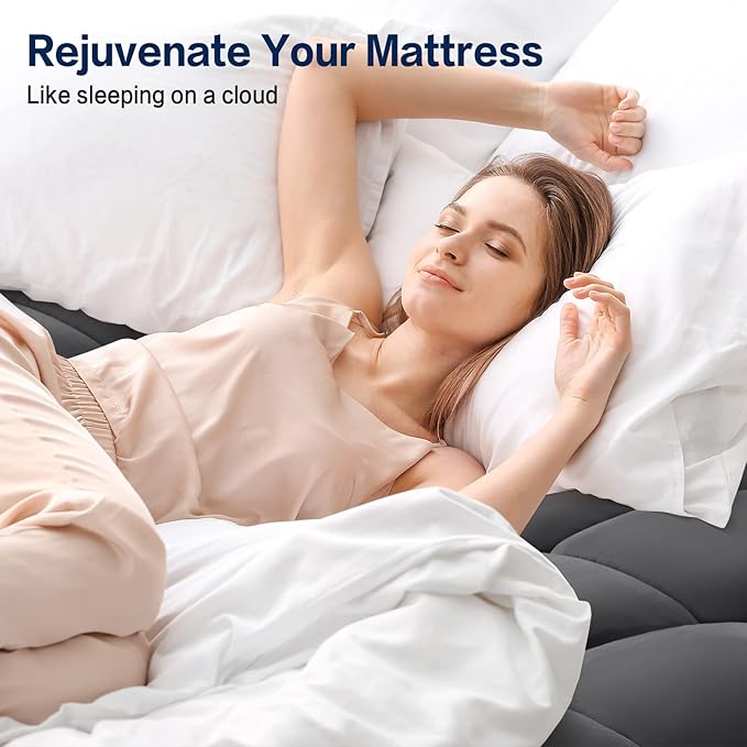 SOPAT Mattress Topper Cal King Size Extra Thick Mattress Pad 8-21" Deep Pocket Soft Down Alternative Fill Mattress Protector Pillow Top Mattress Cover (72x84 Inches, Dark Grey)