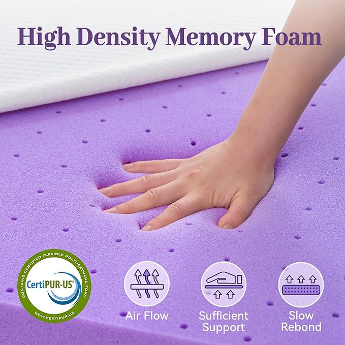 SINWEEK 2 Inch Gel Memory Foam Mattress Topper King Size, Ventilated High Density Pad for Back Pain, Bed Topper with Removable Soft Cover, CertiPUR-US Certified