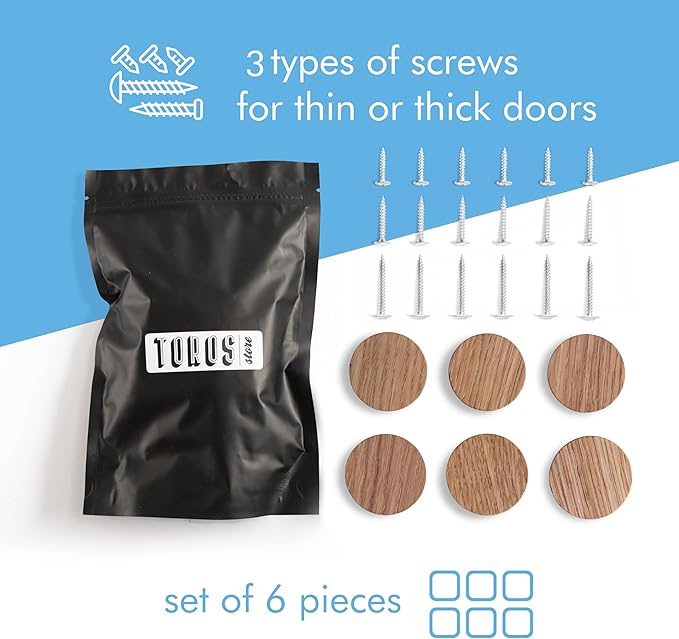 6 Pack Wood Cone Cabinet Knobs (Brown) - 1 ½ " Diameter Round Shape - Wooden Drawer Pulls for Cabinets Doors, Dresser and Drawers Knob, Kitchen Cabinet Door Handle
