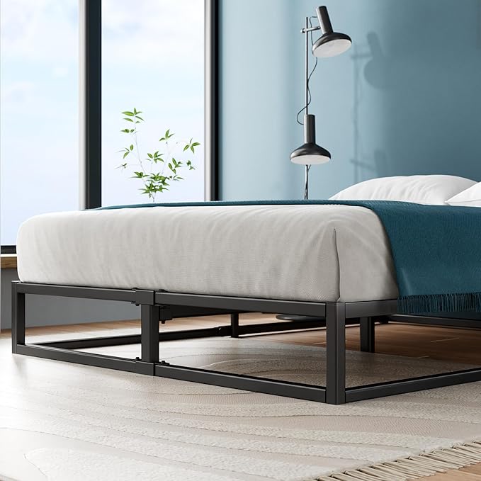 Zinus Joseph 10 Inch Platform Bed Frame, Wood Slat Support, No Box Spring Needed, Eco Friendly WonderBox(TM) Packaging, Easy Assembly, Black, Twin