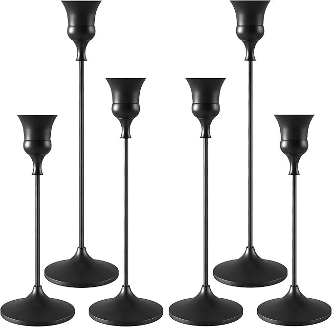 Candlestick Holders Black, 6 Packs Taper Candle Holder for Candlesticks, Candle Sticks Holder Decor for Home Decor