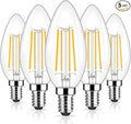 Brightever Dimmable Candelabra E12 LED Light Bulbs 60W Equivalent, 5-Pack B11 6W Chandelier Light Bulbs, 620Lm 2700K Warm White Candle Lightbulbs for Wall Sconce, Clear Glass