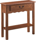 Leick Home Wave Solid Wood Console Table with Drawer and Shelf, Medium Oak, 28 in W x 8 in D x 28 in H, Entryway, Hallway, Landing Table, 9021-MED
