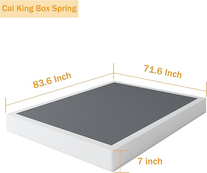 Cal King Box Spring 7 Inch California King Size Box Springs, 3000lbs Heavy Duty Metal Mattress Foundation with Easy Clean Cover, No Noise, Easy Assembly