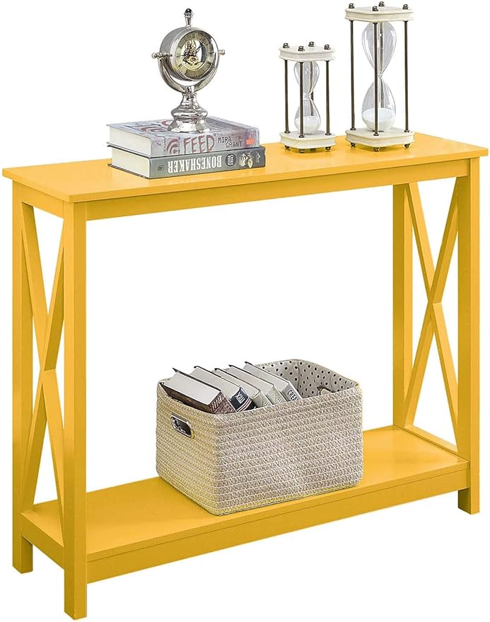 Convenience Concepts Oxford Console Table 39.5" - Sofa Table with Storage Shelf, Transitional Entryway Hall Table for Living Room and Bedroom, Display Foyer Table, Yellow