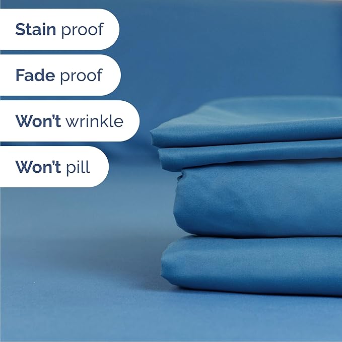 Cal King Sheet Set 6 Piece - Bed Sheets California King Size - Soft Hotel Luxury Bedding - Cooling, Comfy & Breathable - 1 Flat, 1 Fitted & 4 Pillowcases w/ Deep Pockets - Wrinkle Free - Denim Blue