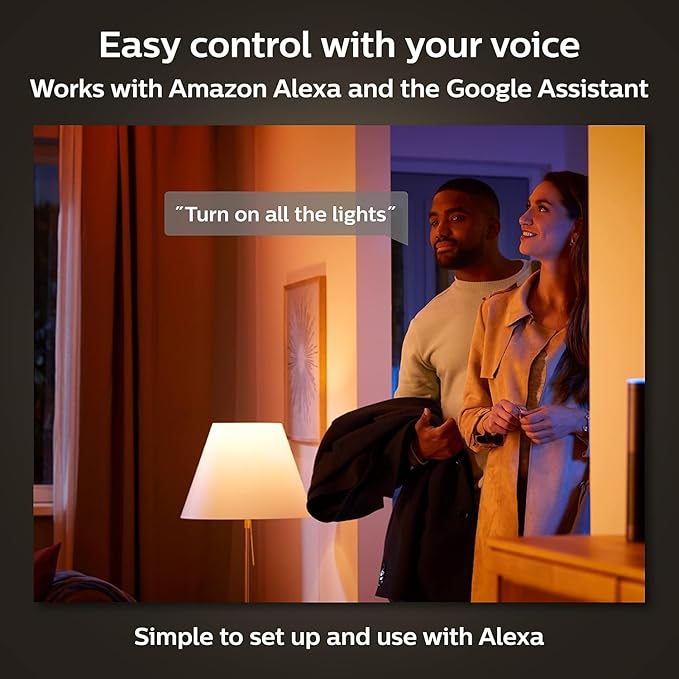 Philips Hue BR30 85W Smart LED Light Bulbs - White Ambiance - 4 Pack - 1200LM - E26 - Indoor - Control with App - Compatible with Alexa Google Assistant, and Apple Homekit