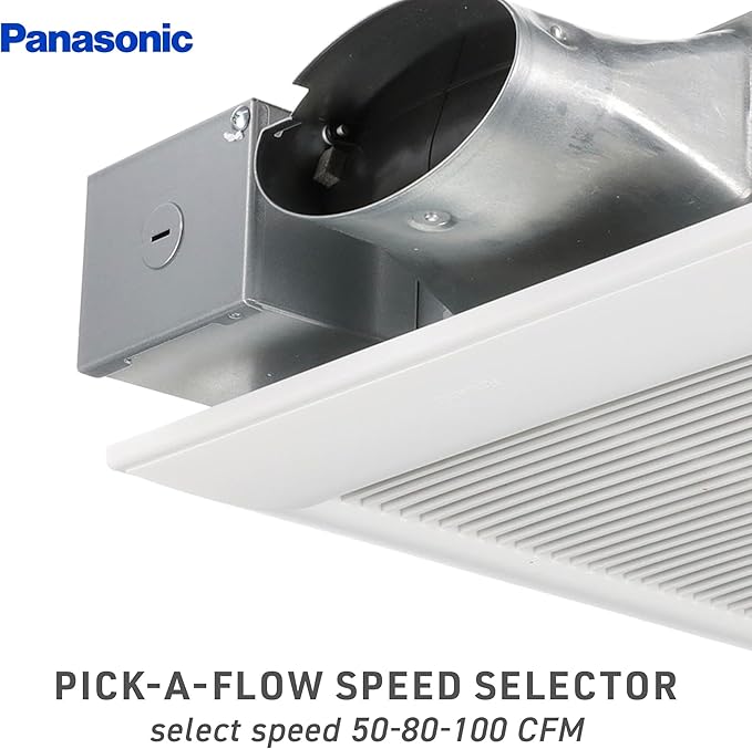 Panasonic WhisperValue Ceiling/Wall Mount Bathroom Exhaust Fan, 50-80-100 CFM, FV-0510VS1