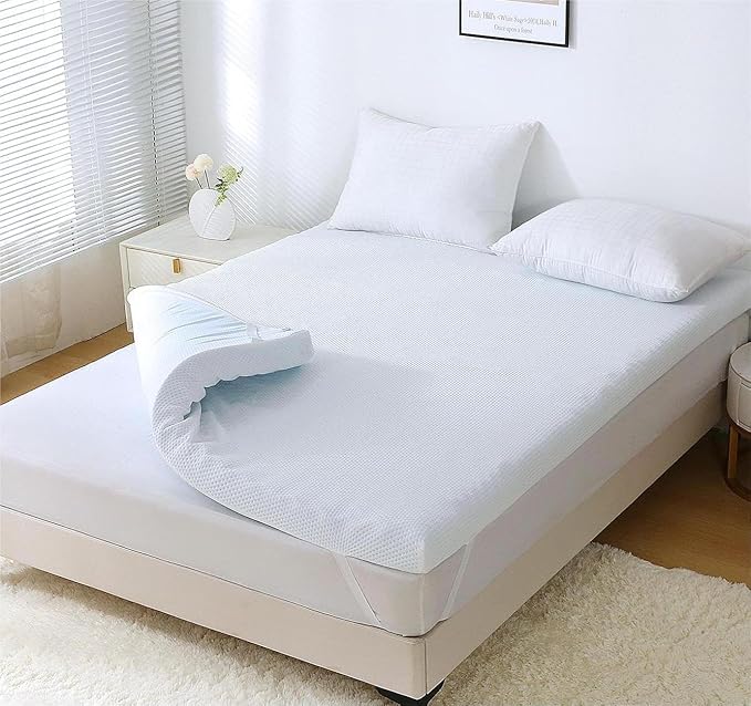 MUXHOMO 3.9 Inch 7-Zone King Mattress Topper, Egg Crate Foam Mattress Topper King Size for Back Pain, Lavender Cooling Gel Infused Bed Pad, CertiPUR-US and Oeko-TEX Certification (76"×80")