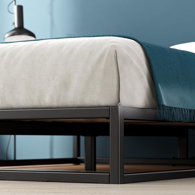 Zinus Joseph 10 Inch Platform Bed Frame, Wood Slat Support, No Box Spring Needed, Eco Friendly WonderBox(TM) Packaging, Easy Assembly, Black, Twin
