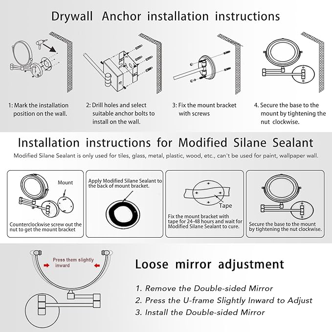 8" Wall Mounted Lighted Makeup Mirror with Magnification Rechargeable, 1X/10X Double Sided, 3 Color Lighting Touch Dimmable 360 Swivel Extendable Arm Vanity Shaving Mirror, Brushed Moderne Brass