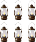 (12 Pcs-5.1in) Mini Lanterns for Vintage Western Christmas Decor, Lightweight Bronze Small LED Lanterns Decorative Indoor & Outdoor Hanging Ornaments for Weddings Party Halloween Decorations