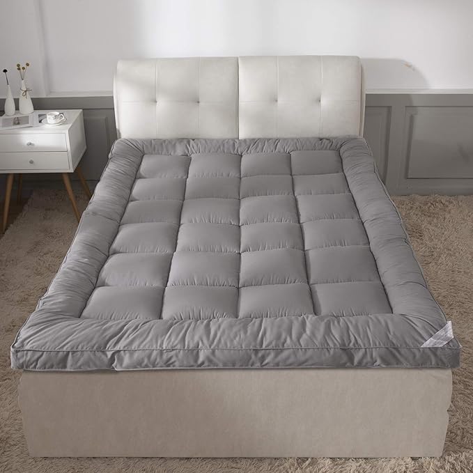 Plush Extra Thick Twin XL Mattress Topper, Soft & Cooling Pillow Top Bed Topper for Back Pain with 300TC Cotton Cover, Overfilled Mattress Pad Cover for Back Pain, Fit to 6”-22” Mattress.