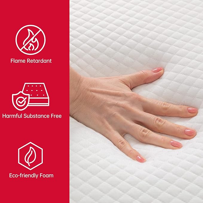 BestMassage | 8 Inch Twin Mattress | Gel Memory Foam | Medium Firm Feel | White | Bed in a Box, CertiPUR-US Certified | Pressure Relief, Cooling Ventilated Foam | Breathable Knit Cover