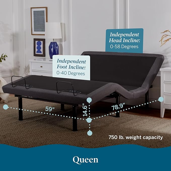 LUCID L300 Adjustable Bed Frame - Head and Foot Incline - USB - Wireless Remote - Easy 2 Person Assembly - Quiet Motor - Relax - TV - Working - Reading - Ergonomic - Electric Bed Base - Full Size