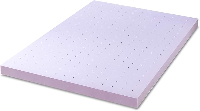 Mellow 4 Inch Ventilated Memory Foam Mattress Topper, Soothing Lavender Infusion, CertiPUR-US Certified, Full
