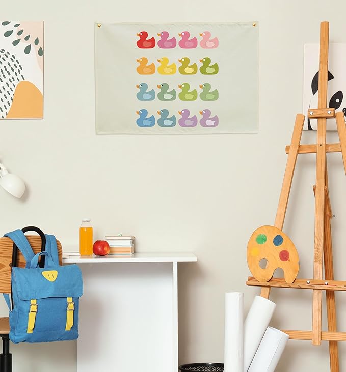 Boho Rectangular Banner Flag Wall Sign Decor Gift for Baby Boy Girl Kids,Nursery Baby Room Above Crib Bedroom Playroom Reading Room Wall Decor-Ducks Theme-Baby,Shower Birthday Christmas Gift