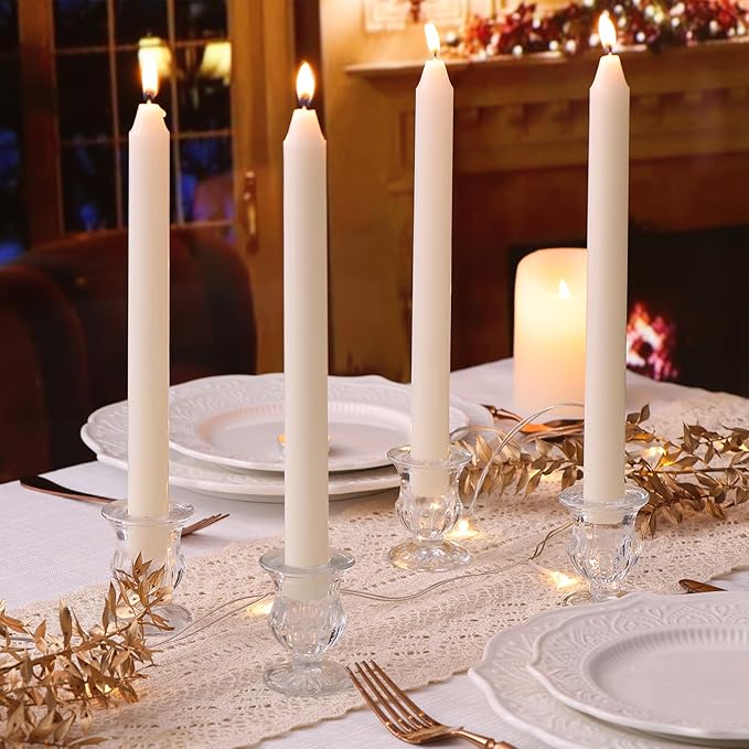Letine Candlestick Holders Set of 12-2.5" H Taper Candle Holders Bulk - Clear Glass Candle Holder for Rustic Wedding Centerpiece Table Decorations, Halloween & Thanksgiving Decorations Indoor