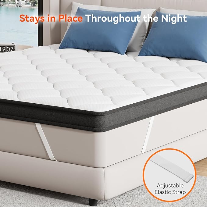 ELEMUSE 3 Inch Twin Memory Foam Mattress Topper, High Density Gel Foam Bed Toppers with Cooling Pillowtop for Back Pain Relief, Medium Firm Mattress Pad for Comfort Body Support