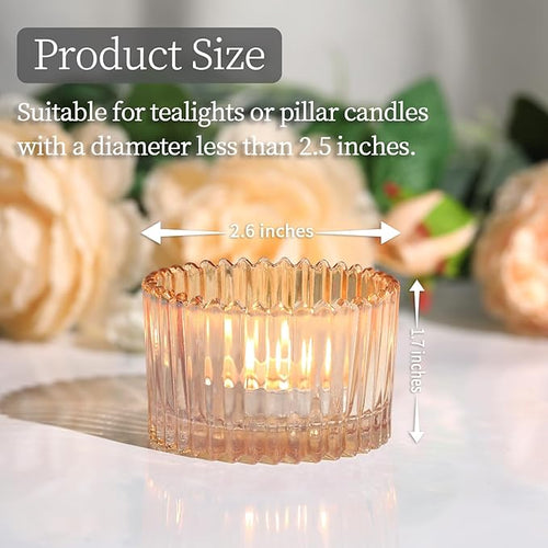 24 pcs Large Tea Light Holders, Gold Glass Candle Holders, Votive Candle Holders for Table Centerpiece Wedding Table Decor