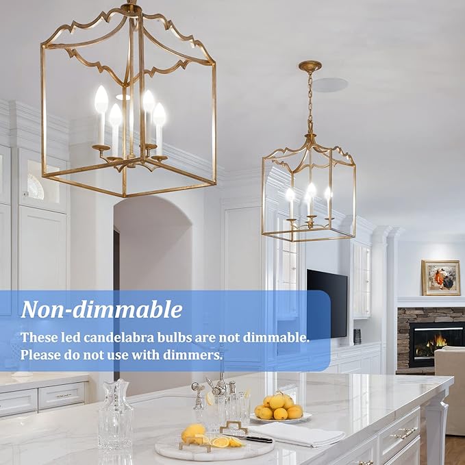 Brightever E12 Candelabra LED Light Bulbs 40W Equivalent, 4W Small Candle Light Bulbs Daylight White 5000K, Type B Ceiling Fan Lightbulbs for Chandelier, Table Lamps, Non-Dimmable, Pack of 12