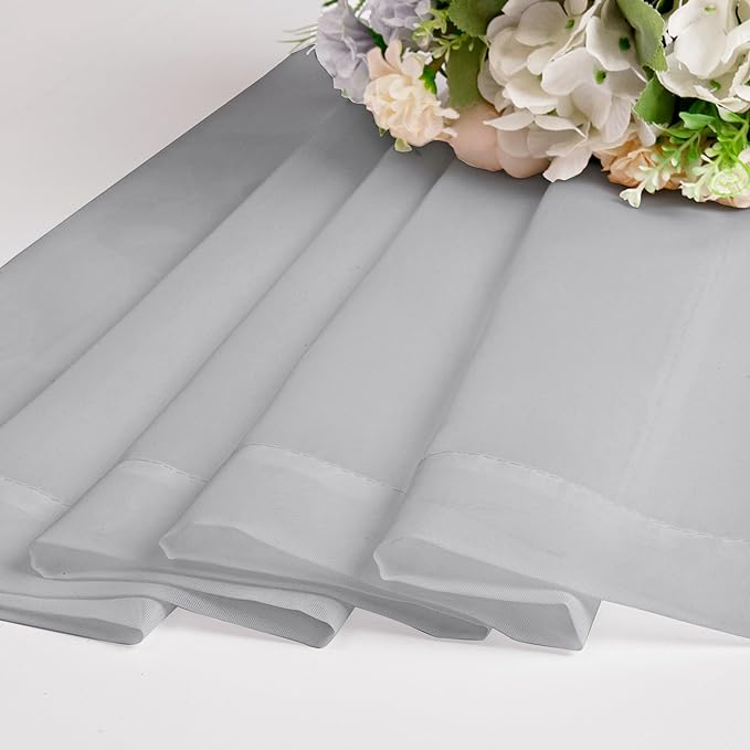 Chyhomenyc Light Grey Sheer Curtains 63 Inch Length 2 Panels, Light Filtering Airy Rod Pocket Window Curtain Treatment Drapes for Bedroom Living, Each 42Wx63L Inches