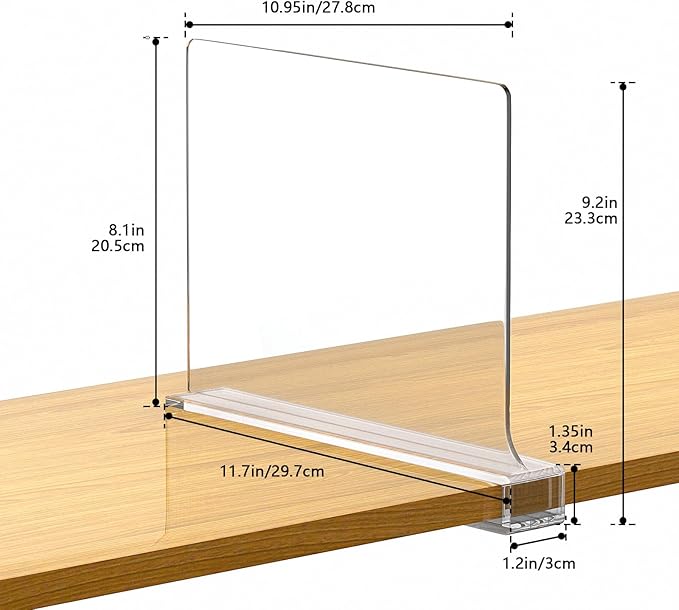 Aolloa 12 PCS Shelf Dividers for Closet Organization Acrylic Clear Closet Shelf Divider for Wooden Shelving Suitable for Wooden or Vertical Shelves Or Bedroom, Kitchen and Office