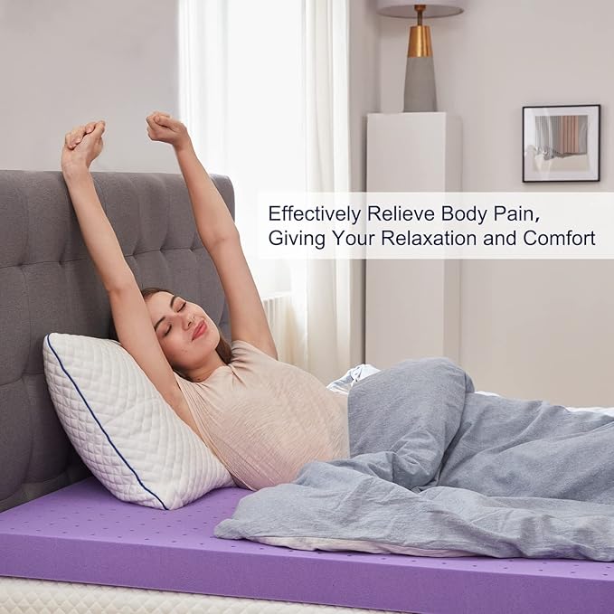 SINWEEK 2 Inch Gel Memory Foam Mattress Topper Ventilated Soft Pressure Relieve Mattress Pad, Breathable Bed Topper, CertiPUR-US Certified, King Size