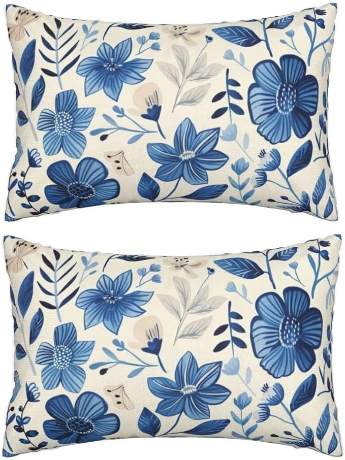 Throw Pillow Covers 20x28 Inch Pillow Covers Set of 2 Couch Pillows for Living Room, Blue Throw Pillows with Invisible Zipper, Soft Accent Pillows Decorative Pillows Farmhouse Decor, Scandinavian J334