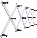SKOLOO Hat Rack for Wall with 14 Hooks, Solid Wooden, Modern, Expandable Coat Rack Wall Mount for Coats, Hats, Bags, Baseball Caps, Black on White