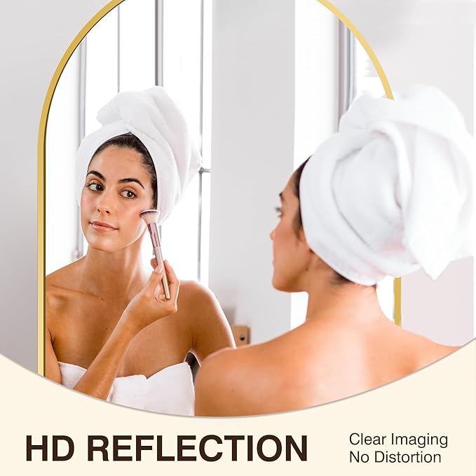 FICTOR Bathroom Vanity Mirror for Wall,2 Pack 24”x36” Arched Metal Framed Bathroom Mirror for Over Sink, Entryway, Living Room,Bedroom(Gold)