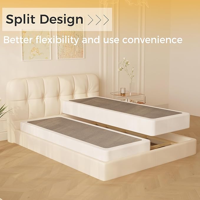 Split California King Box Spring 5 Inch, Easy Assembly Bed Foundation, Heavy Duty Low Profile Metal Box Spring with Fabric Cover, Noise Free