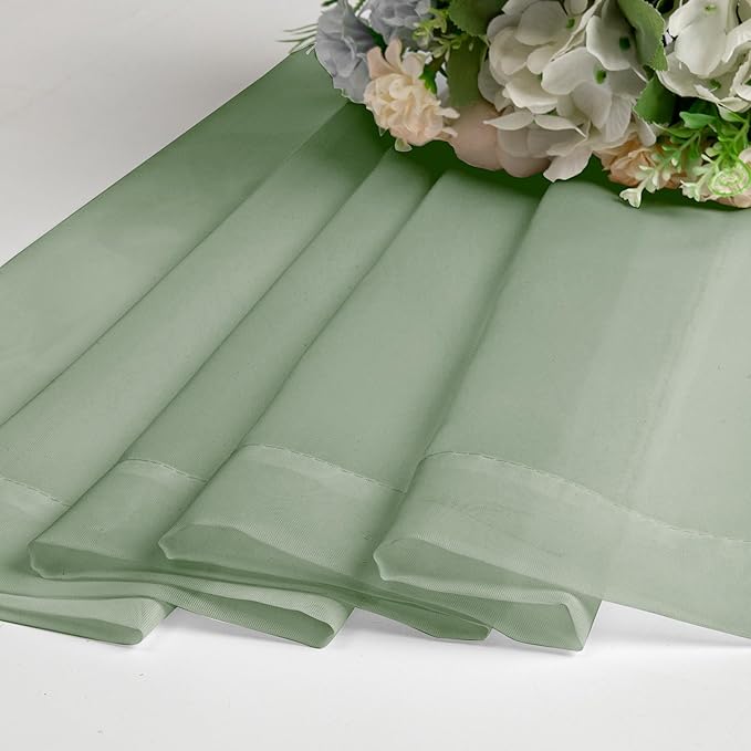 Aiyufeng 2 Pack: Basic Sage Green Sheer Curtain Drapes for Living Room 84 Inch Length 2 Panels, Light Filtering Voile Drapes for Bedroom, Patio, Sliding Door, Each 59" W x 84" L, Sage Green