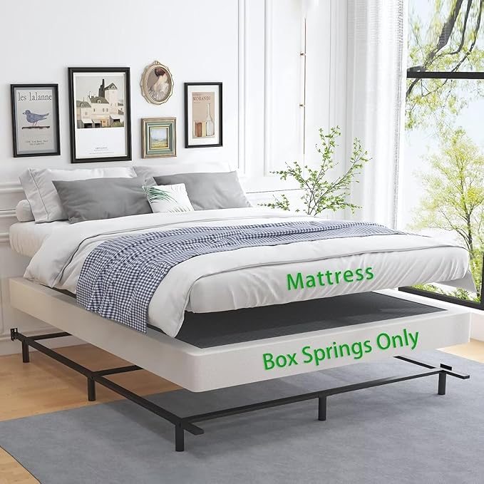 ALDRICH Low Profile Box Spring Queen Size,3 Inch Heavy Duty Metal Box Spring for Queen Bed,Mattress Foundation Non-Slip/No Noise/Easy Assembly (Queen)
