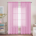 Chyhomenyc Light Pink Sheer Curtains 84 Inch Length 2 Panels, Light Filtering Cute Voile Pink Window Curtain Drapes for Girls Room，Each 42Wx84L Inches
