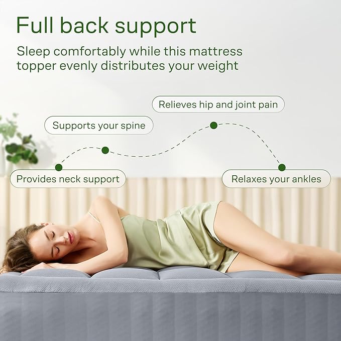 Ultra Soft Full XL Size Mattress Topper - Viscose Made from Bamboo Pillow Top Mattress Pad for Back Pain Relief - Naturally Cooling for Hot Sleepers, Gray