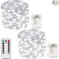 2 Pack 100 LED Fairy Lights Battery Operated with Remote, 33FT Waterproof Twinkle Lights with Timer & 8 Modes, Fairy String Light Outdoor Indoor for Bedroom Classroom DIY Christmas Decor (Cool White)