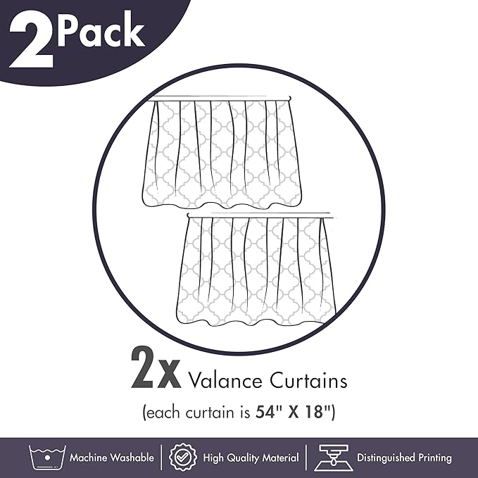 Ambesonne Lemons Window Valance Pack of 2, Continuous Citrus Fruits Leaves Refreshing Cartoon Pattern, Rod Pocket Curtain Valances for Kitchen Bedroom, 54" X 18", Lime Green Earth Yellow