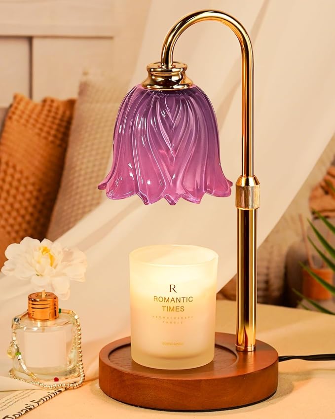 Candle Warmer Lamp, Gold Candle Lamp Warmer with Timer & Dimmer with 2 Bulbs, Christmas Gifts for Women Mom, House Warming Gifts New Home Bedroom Decor, Height Adjustable