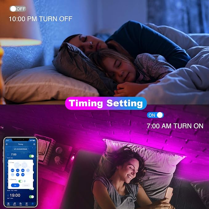 dalattin Bluetooth Led Lights for Bedroom 100ft,Smart Led Strip Lights with App Control Remote Control, RGB LED Light Strips,Music Sync Color Changing Room Decoration Party, (2 Rolls of 50ft)