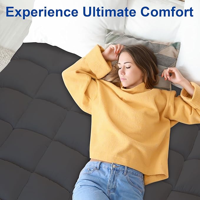 Queen Mattress Topper, Extra Thick Mattress Pad Cover for Deep Sleep,3D+7D Snow Down Alternative Fill Overfilled Plush Pillow Top Mattress with 8-23 Inch Deep Pocket-Grey