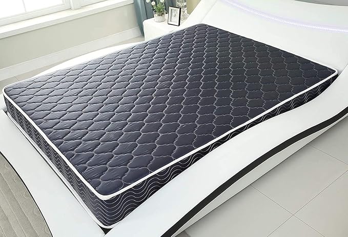 AC Pacific 6-Inch Water-Resistant High-Density Foam Mattress Made in USA with Stylish Diamond-Quilted Breathable Fabric, Distributes Weight Evenly, Twin Deluxe, Navy Blue