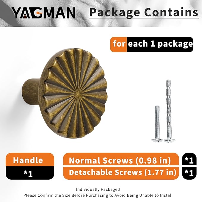 5 Pack Kitchen Cabinet Knobs Round Sunflower Dresser Knob Modern Drawer Hardware Cupboard Handles Furniture Knob for Bathroom Single Hole Knobs for Wardrobe Antique Brass TYH-AB-K5