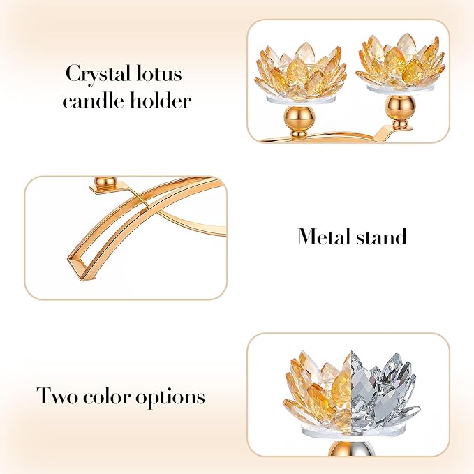 Crystal Candle Holders Lotus Candelabras Gold Arch Candlestick, Centerpiece Table, Home Hecor for Wedding, Dinning Room, Coffee Table, Kitchen, Living Room, Entryway (3 Arms, Tealight Candle)