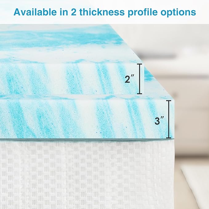 Mattress Topper, Twin XL Cooling Memory Foam Bed Toppers, 3 Inch Soft Mattress Pads for Sleeper Sofa, RV, Camper, CertiPUR-US Certified