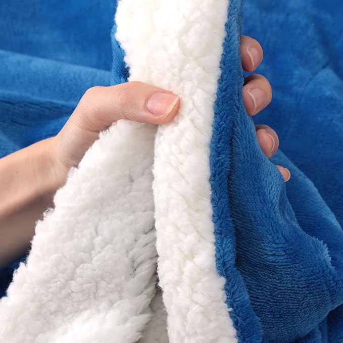 NANPIPER King Size Sherpa Blanket, Soft Fleece Throw for Bed, Reversible Thick Fuzzy Blanket for Winter (Princess Blue, 90x108 inches)