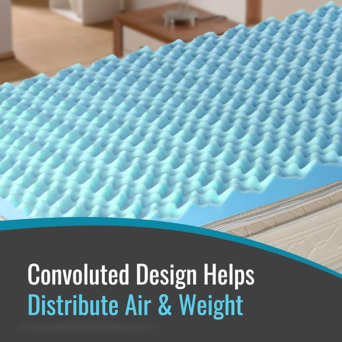 DMI 2-Inch Foam Mattress Topper, Egg Crate Foam Pad for Support, Air Circulation, Pressure Relief & Weight Distribution, Twin Size 33 x 72, Blue