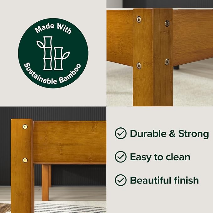 ZINUS Ellie 14 Inch Queen Bamboo Platform Bed Frame, Wood Slat Support, No Box Spring Needed, Easy Assembly, Brown