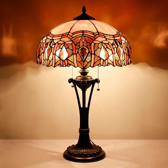 Tiffany Table Lamp Pink Jewelry Stained Glass Desk Lamp 16X16X24 Inches Reading Light