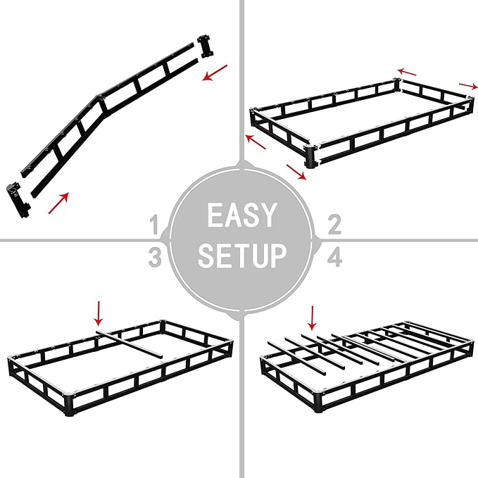 ALDRICH Low Profile Box Spring Twin Size,3 Inch Heavy Duty Metal Box Spring for Twin Bed,Mattress Foundation Non-Slip/No Noise/Easy Assembly (Twin)